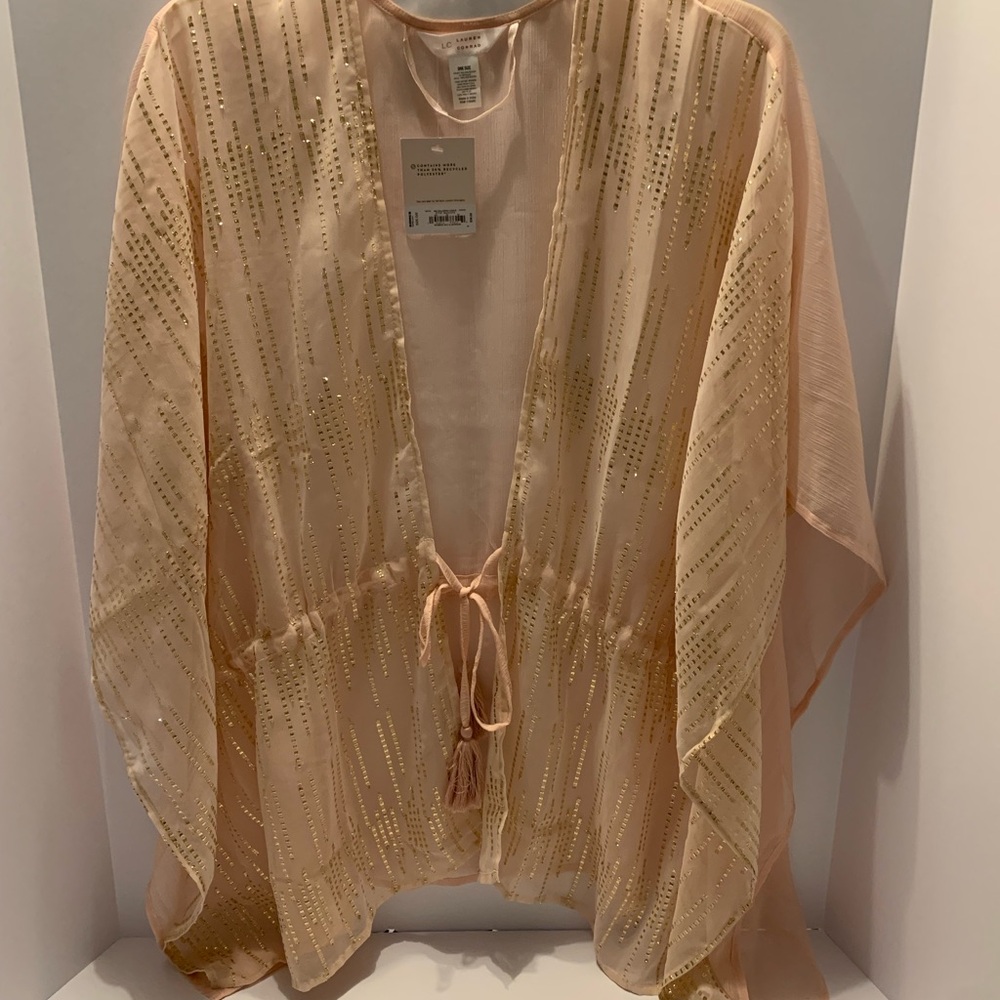 LC Lauren Conrad Light Pink Kimono with Gold Details